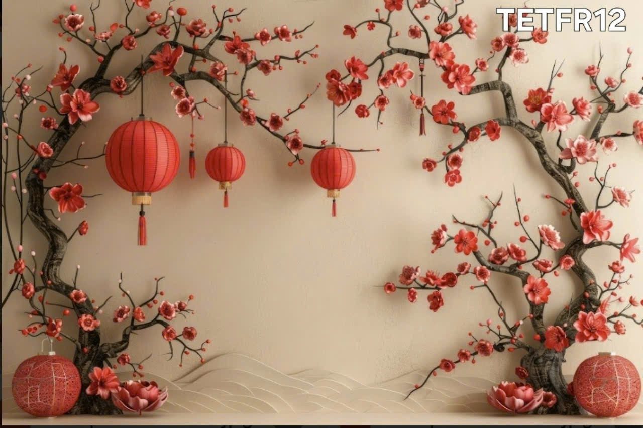 Super High Quality Back Drop. Code (TETFR12) for Tet Vietnamese New Year