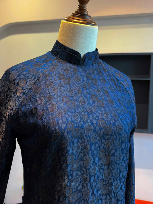 HD119 3669 Áo only no pants - Áo dài dáng suông 4 tà cổ kép lụa nha xá