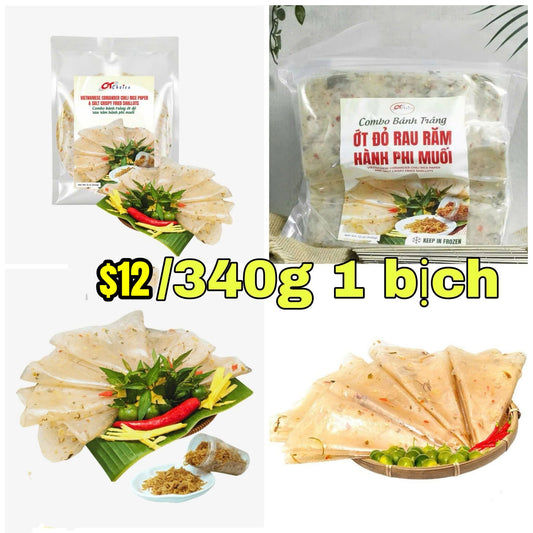 Combo bánh tráng ớt đỏ rau răm hành phi