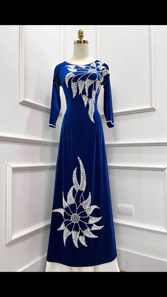 Pre-order (3-5 tuần) Dc227 Áo only- Áo dài nhung thiết kế