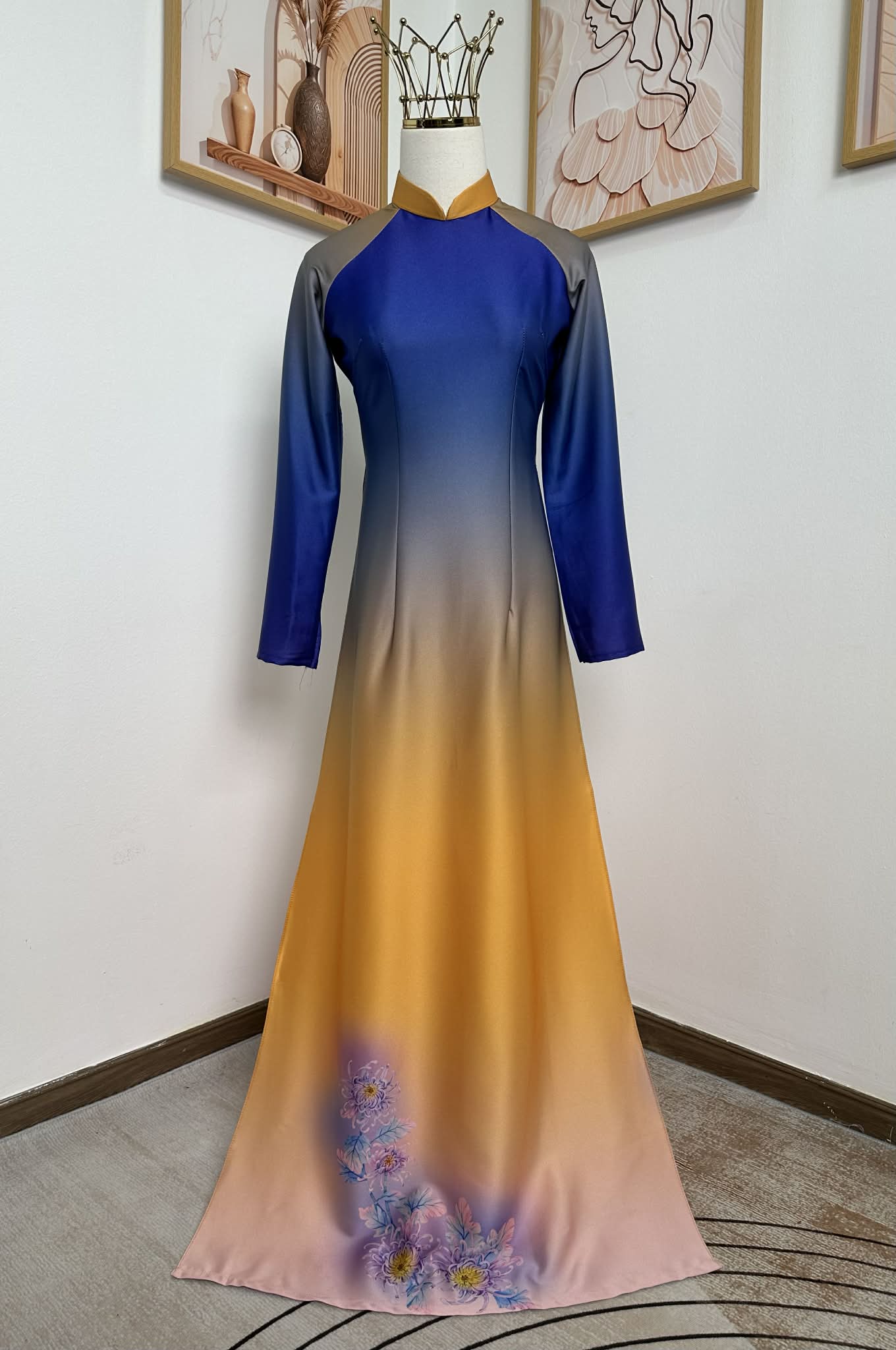 H553 3617 Áo only no pants - Áo dài lụa ánh sao thiết kế