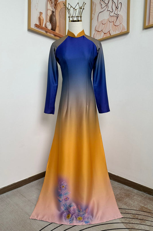 H553 Áo only no pants - Áo dài lụa ánh sao thiết kế