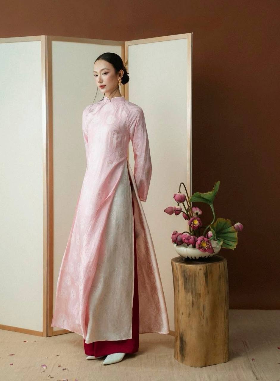K174 Áo only no pants - Áo dài dáng suông 4 tà lụa tằm thọ dơi