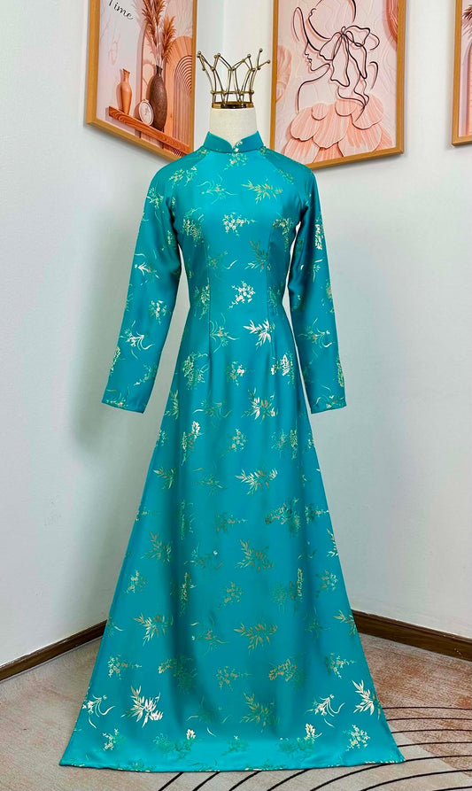 H905 4720 Áo only no pants - Áo dài dáng truyền thống chiết li eo lụa dubai