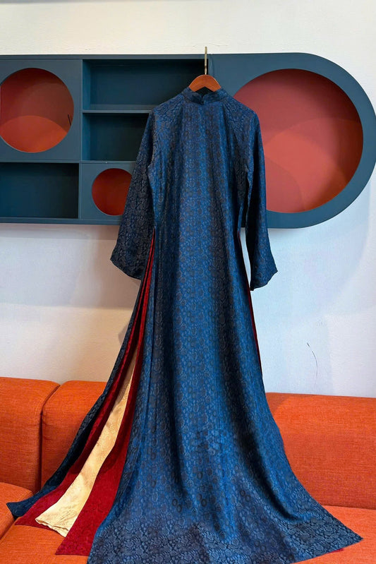 HD119 3669 Áo only no pants - Áo dài dáng suông 4 tà cổ kép lụa nha xá