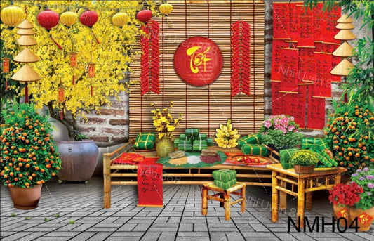 Super High Quality Back Drop. Code (NMH04) for Tet Vietnamese New Year