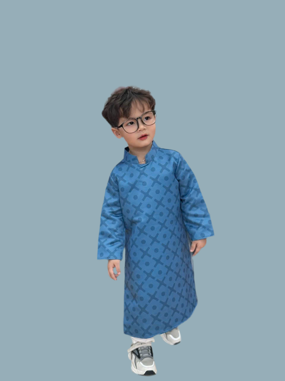 BT51 Áo only - Áo dài bé trai màu xanh lục bảo