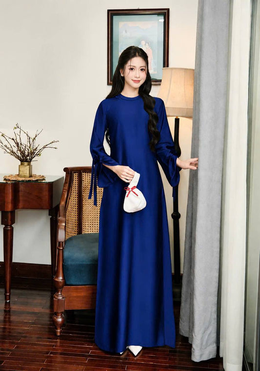 K223 Áo only no pants - Áo dài dáng suông 2 tà lụa tô châu