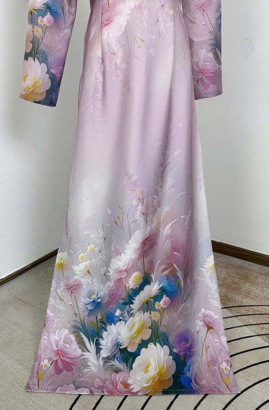 H967 4841 Áo only no pants - Áo dài dáng truyền thống chiết li eo