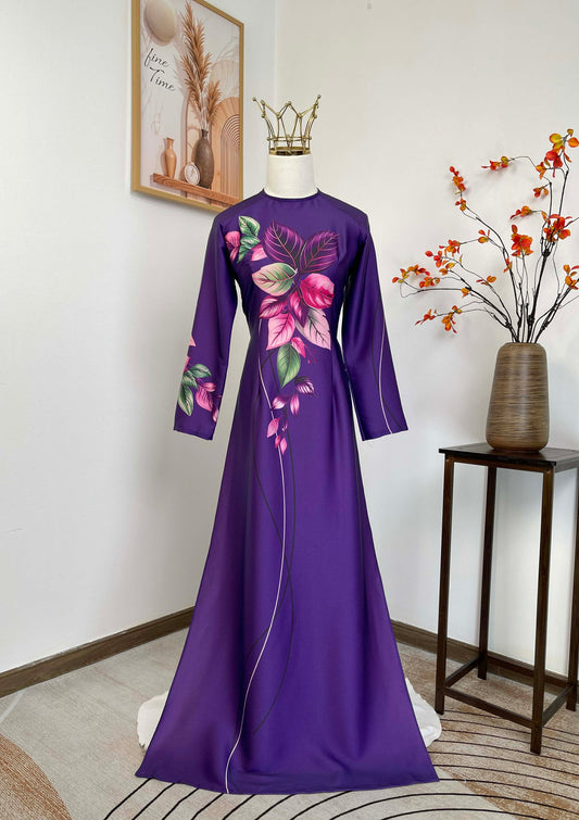 H465 1919 Áo only - Áo dài lụa ánh sao màu tím