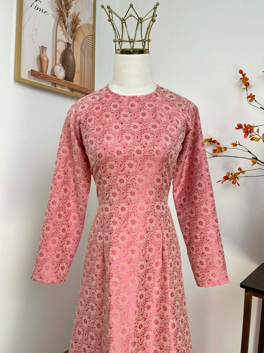 H449 1896 Áo only - Áo dài lụa 2 da màu hồng