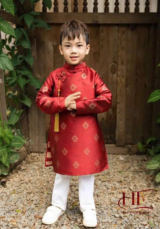 BT60 1730 Áo only - Áo dài bé trai Tuyết Mai màu đỏ