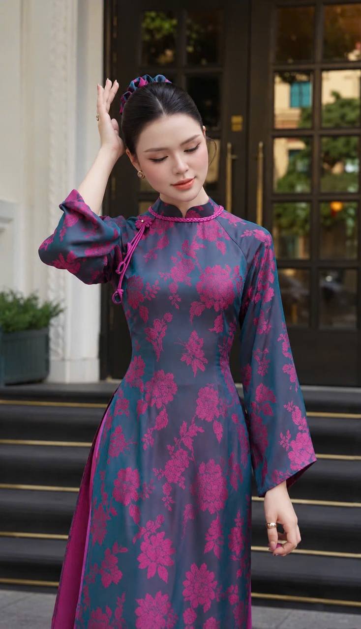 K198 Áo only no pants - Áo dài chiết eo lụa silk óng