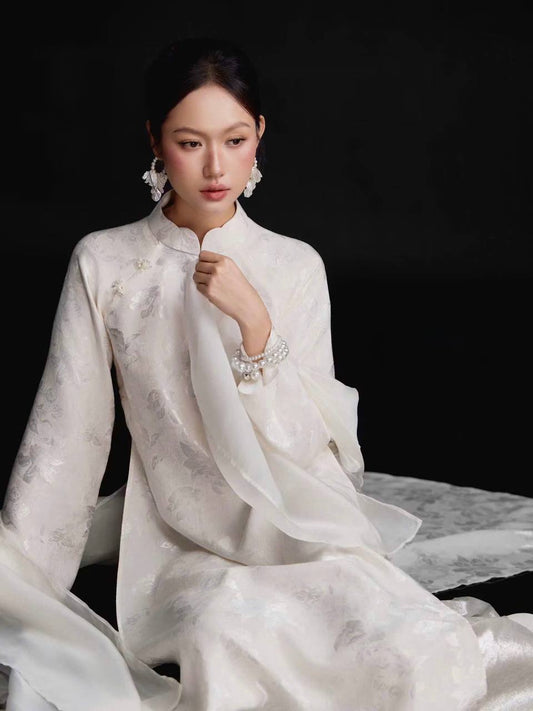 K88 Áo only no pants - Áo dài dáng suông 2 tà lụa tằm