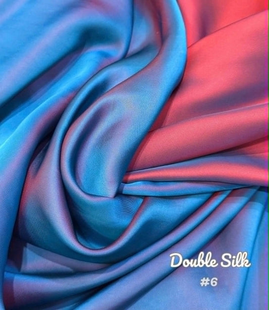 V13 4375 - Đầm dáng dài lụa double silk màu xanh ánh đỏ