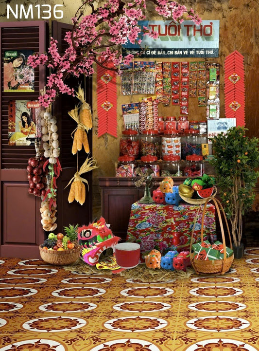 Super High Quality Back Drop. Code (NM136) for Tet Vietnamese New Year