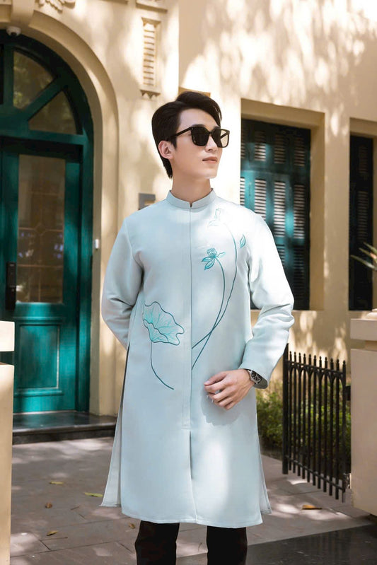 B195- Áo dài nam Nam Trường Liên thêu sen