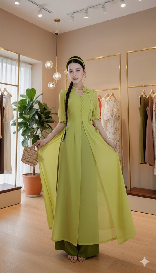 AD2860 Áo only - Áo dài tơ 4 tà cách điệu nhiều màu