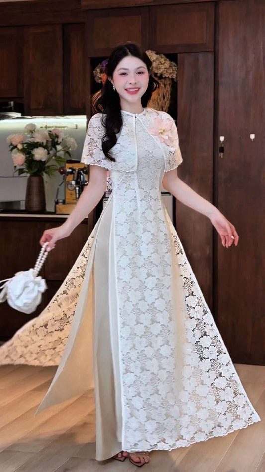 AD2976 Áo only - Áo Dài Ren Choàng Luxury