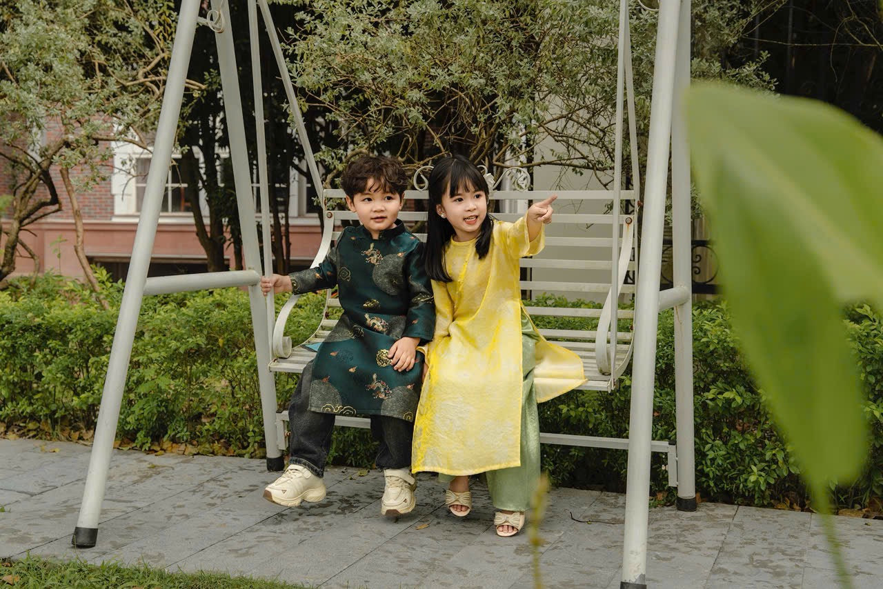 B114 1737 Áo only - Áo dài bố hoa xanh