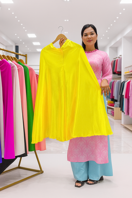 QV03 - Quần váy lụa phi nhật nam Vàng chanh