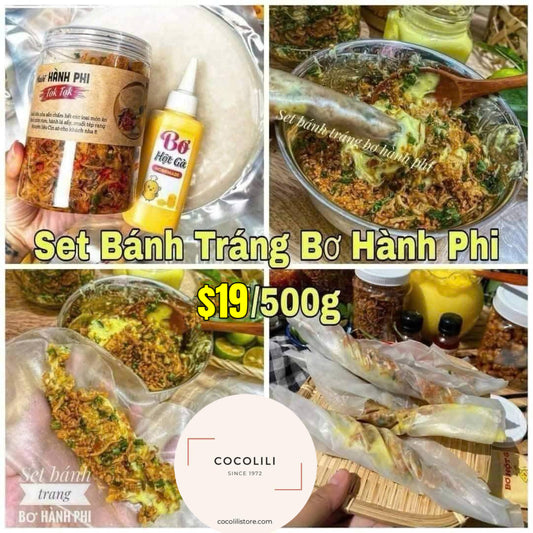 Set bánh tráng bơ hành phi