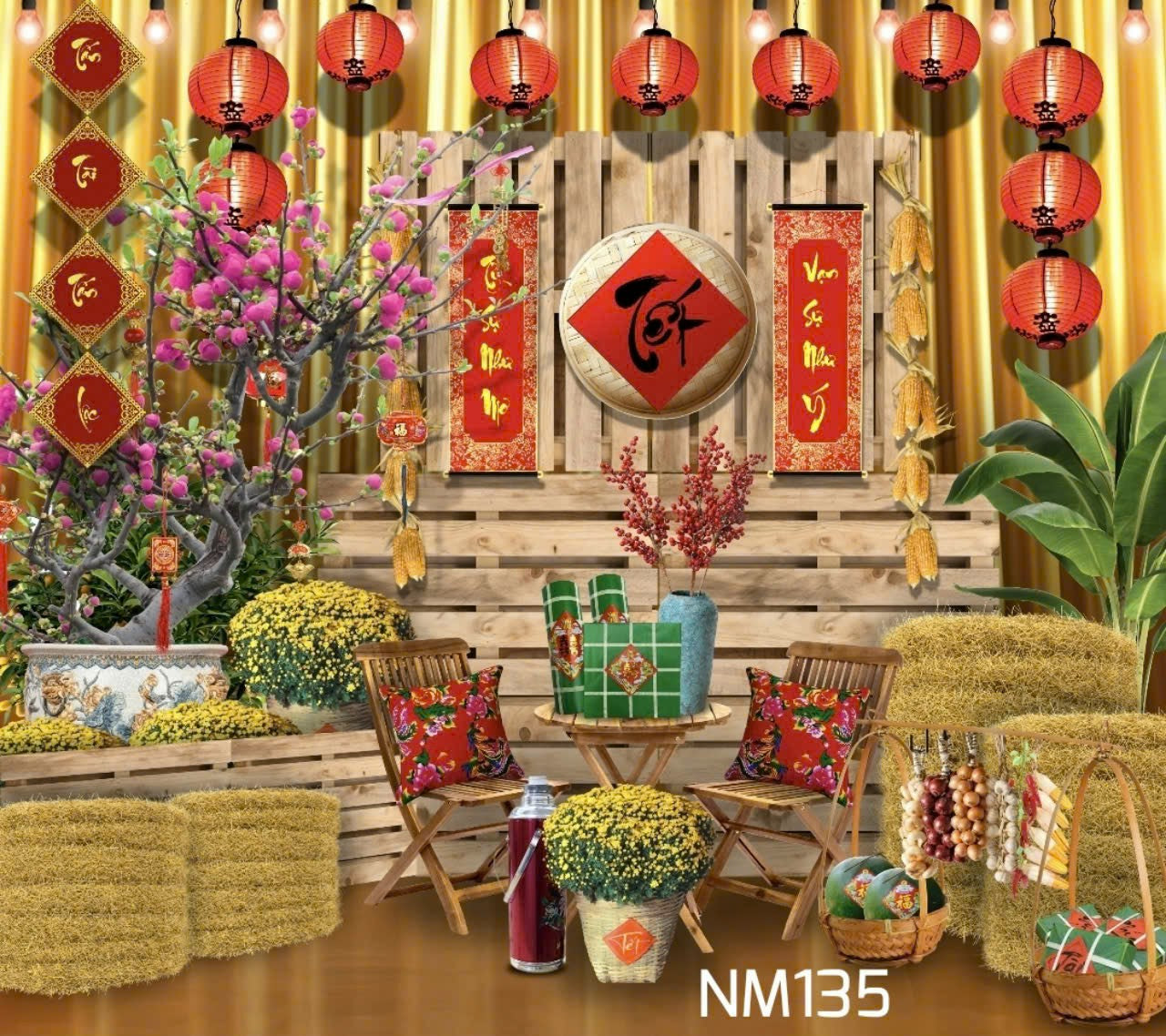 Super High Quality Back Drop. Code (NM135) for Tet Vietnamese New Year