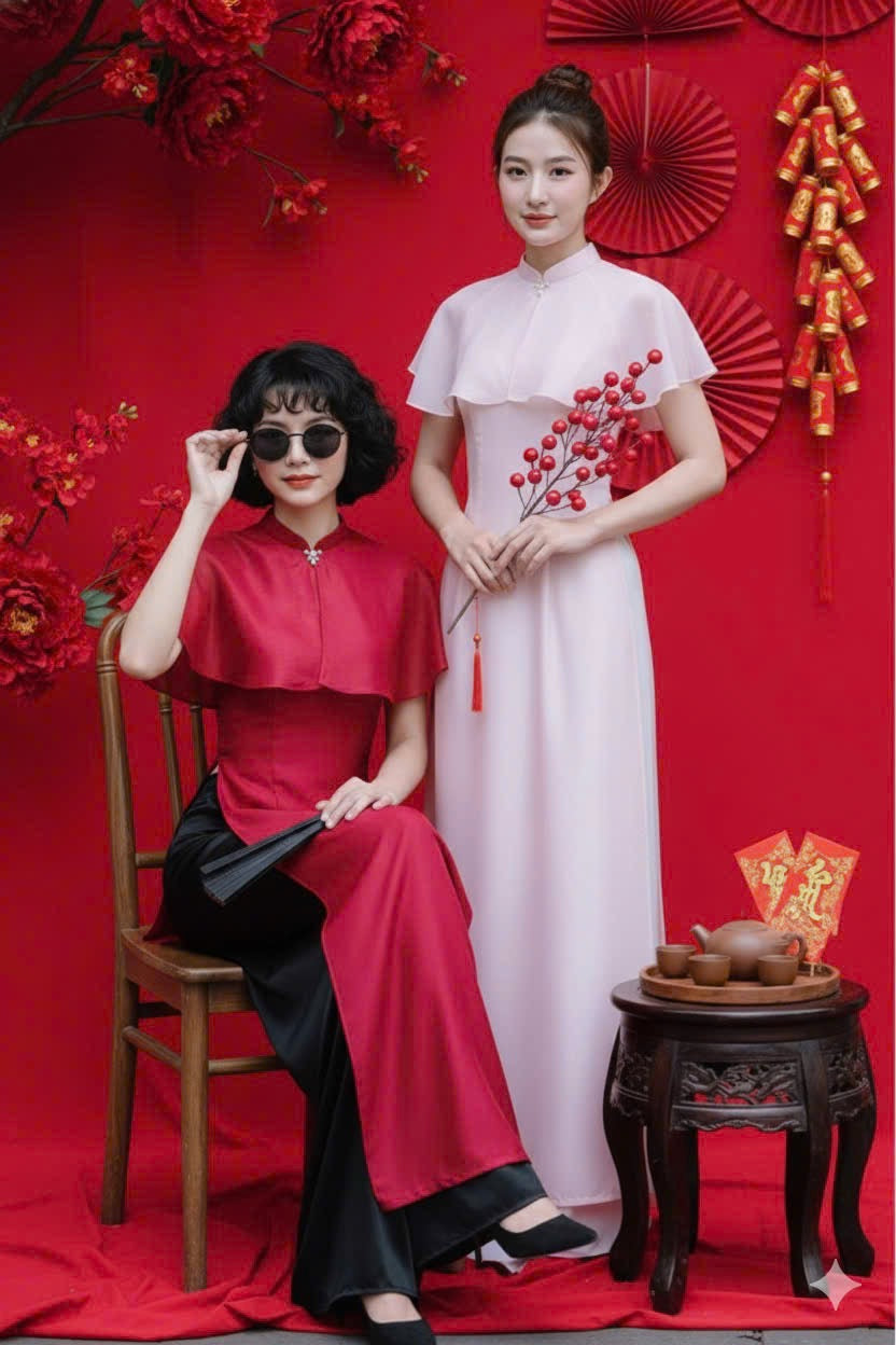 AD2978 1543 Áo only - Áo Dài Liền Choàng Song Tử