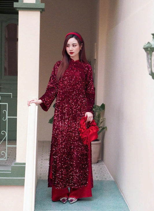 S195 S196 S197 S198 áo + quần - Áo dài kim sa