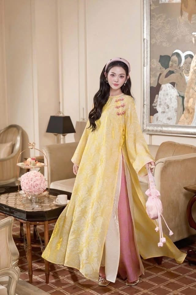 M261 2115 Áo + quần - Áo dài dáng suông 4 tà lụa tằm tencel kèm quần tằm