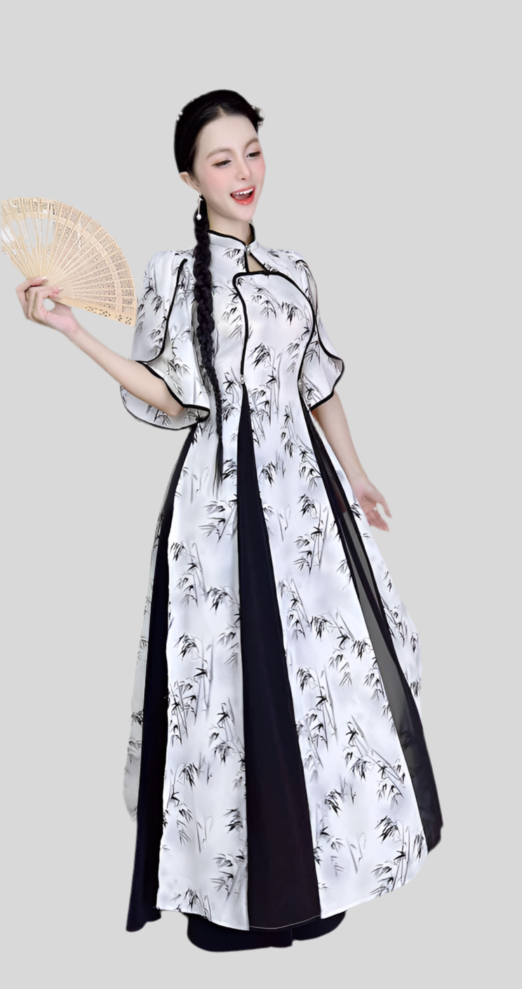 AD2894 Áo only - Áo dài 2 tà đình tranh