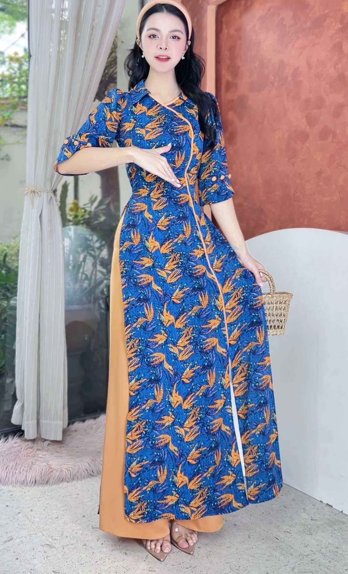 AD2965 Áo only - Áo Dài Cánh Én Vàng