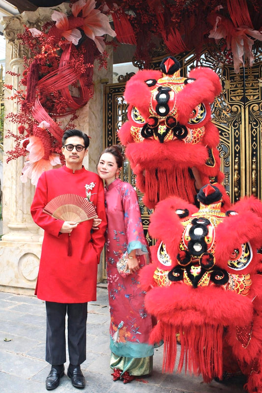 B1301 Áo only - Áo dài nam tafta đỏ