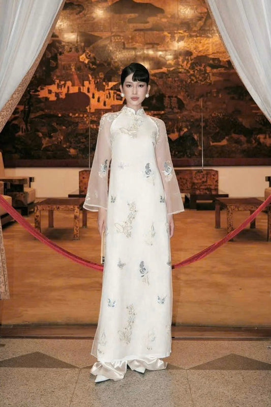 L971 Áo only - Áo tơ bướm 4 tà