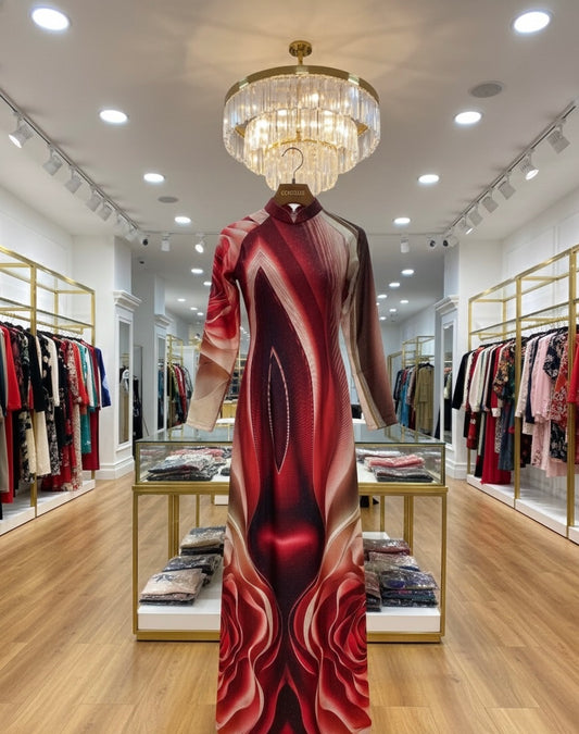 H329 1591 Áo only - Áo dài lụa ánh sao kim sa