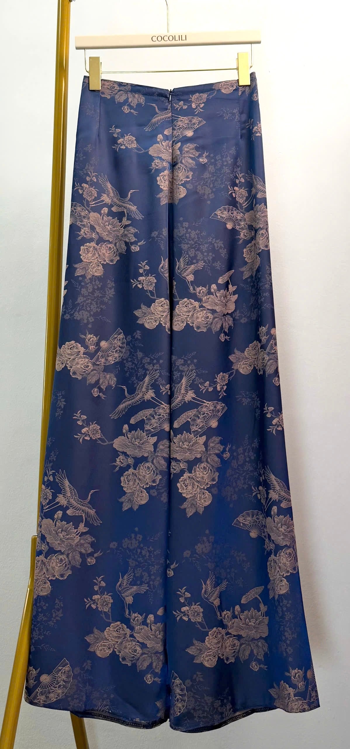 QG 6079 - Quần suông thường lụa tằm sen hạc