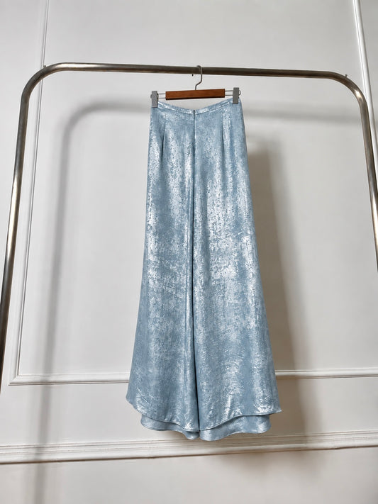 5795 QT - Quần thường lụa nhũ paris màu xanh blue