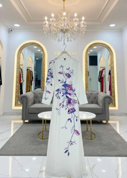 H334 Áo only - Áo dài lụa ánh sao thiết kế màu trắng