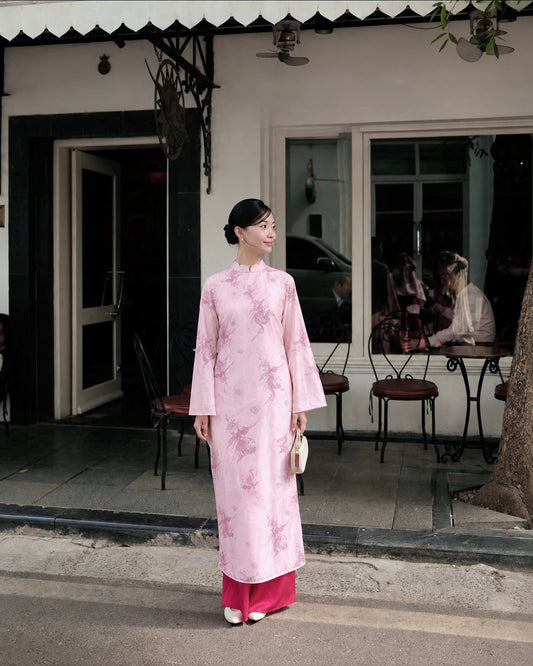 TN57 4934 Áo only no pants - Áo dài dáng suông tơ 4 tà