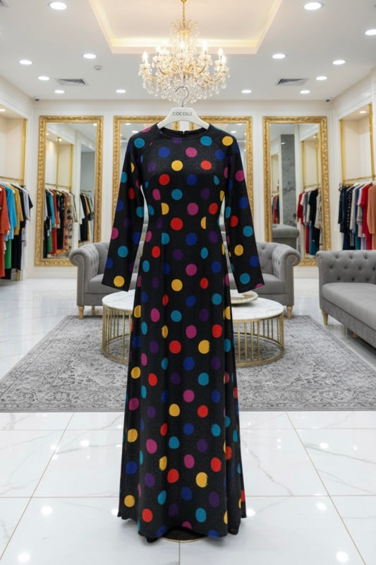 H287 1478 Áo only - Áo dài lụa kim sa chấm bi