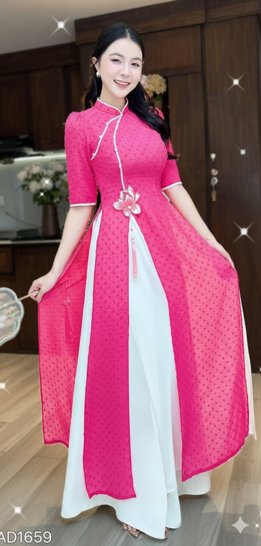 AD1659 2269- Áo Dài only Sen Thêu 3D 4T