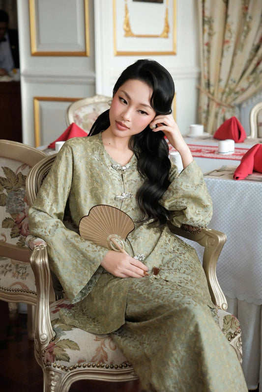 BB201 3998 - Set bà ba lụa nha xá lông công