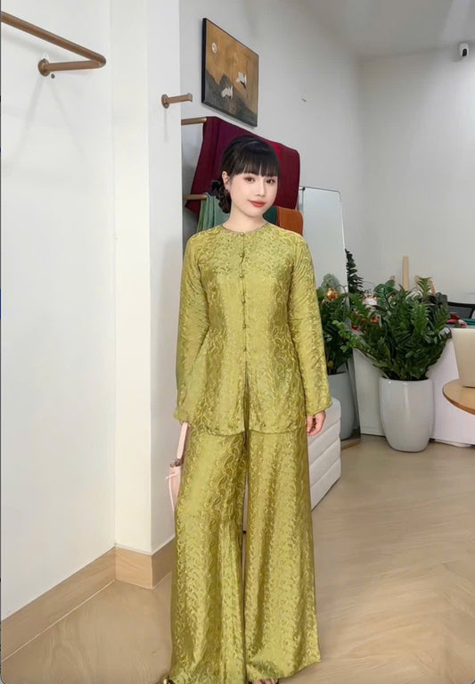 BB200 4001 - Set bà ba lụa nha xá lông công