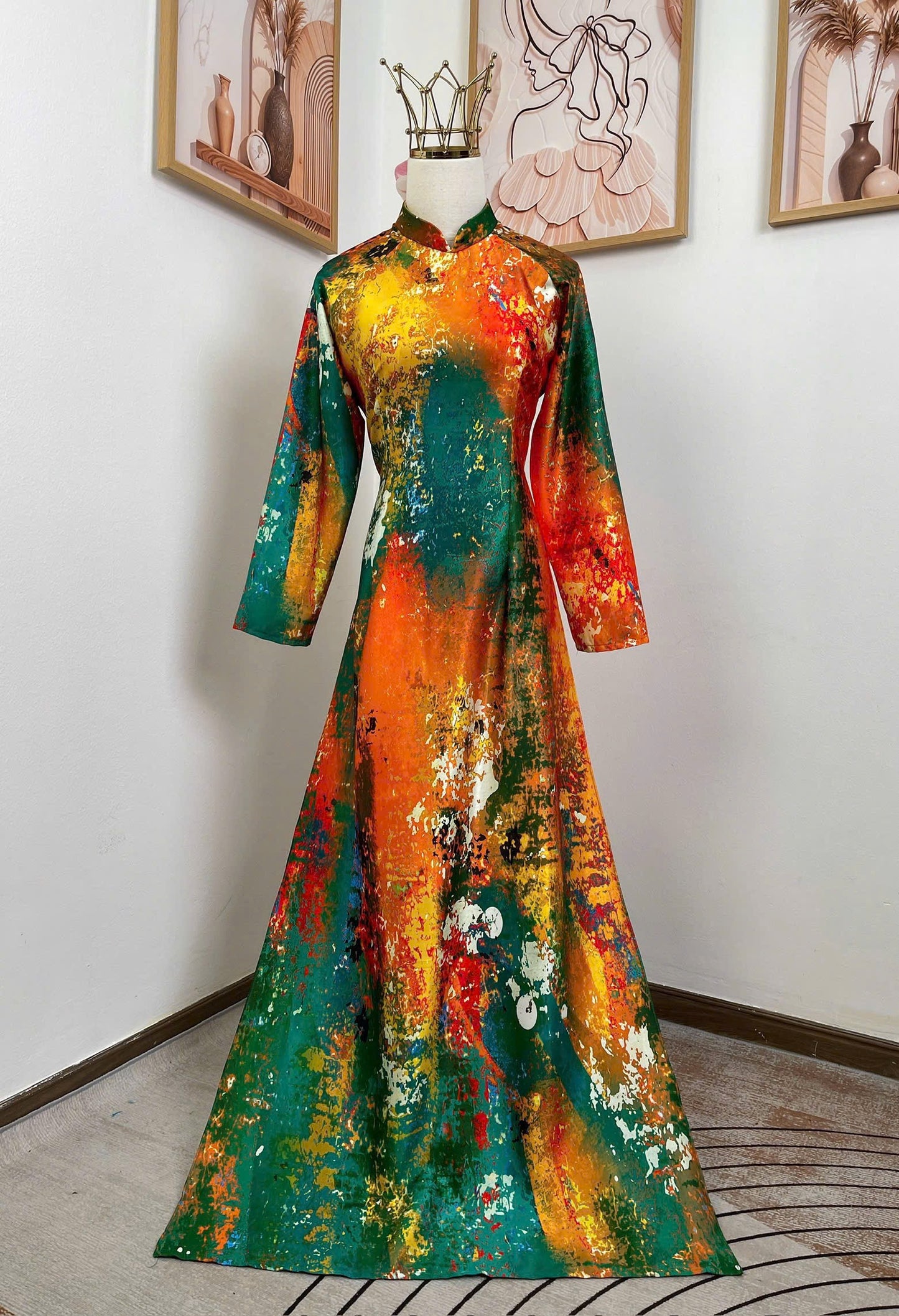 H728 4827 Áo only no pants - Áo dài dáng truyền thống chiết li eo