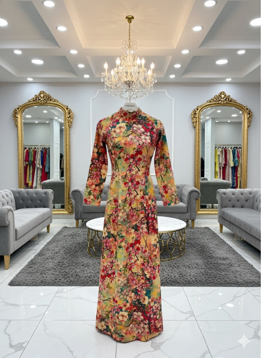 H288 1479 Áo only - Áo dài lụa ánh sao 2 da