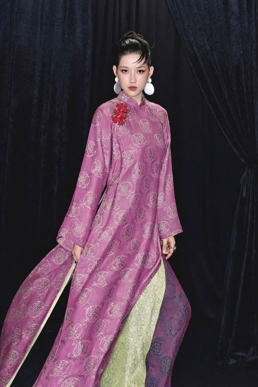 HD26 2288 Áo + quần - Áo dài lụa Hà đông 4 tà + quần cùng chất