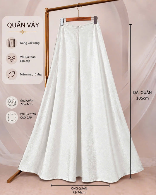 QV56- Quần váy lụa titan màu trắng