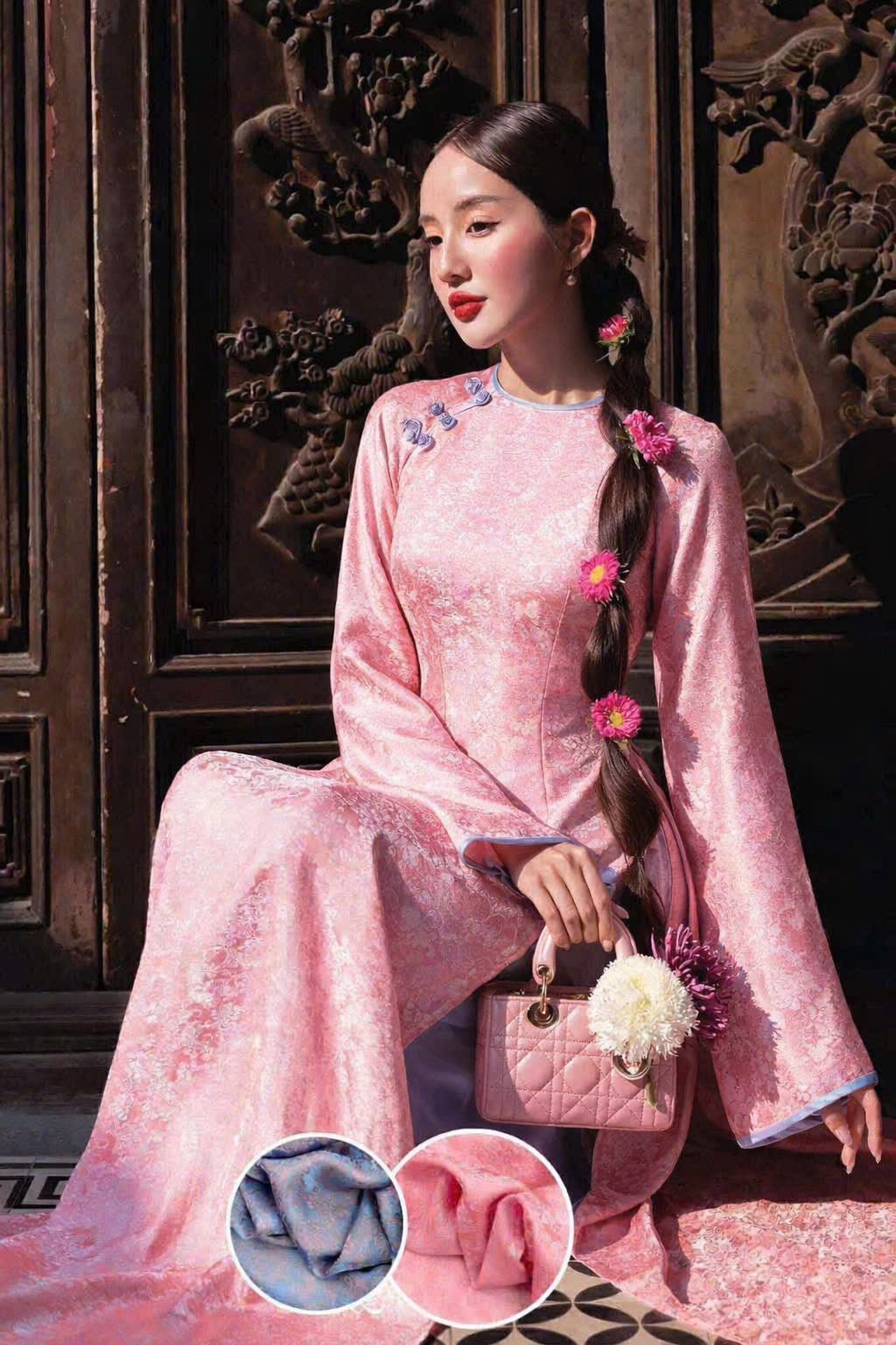 Áo dài lụa tơ tằm nha xá
