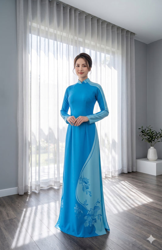 H657 Áo only no pants - Áo dài dáng truyền thống chiết li eo lụa ánh sao thiết kế