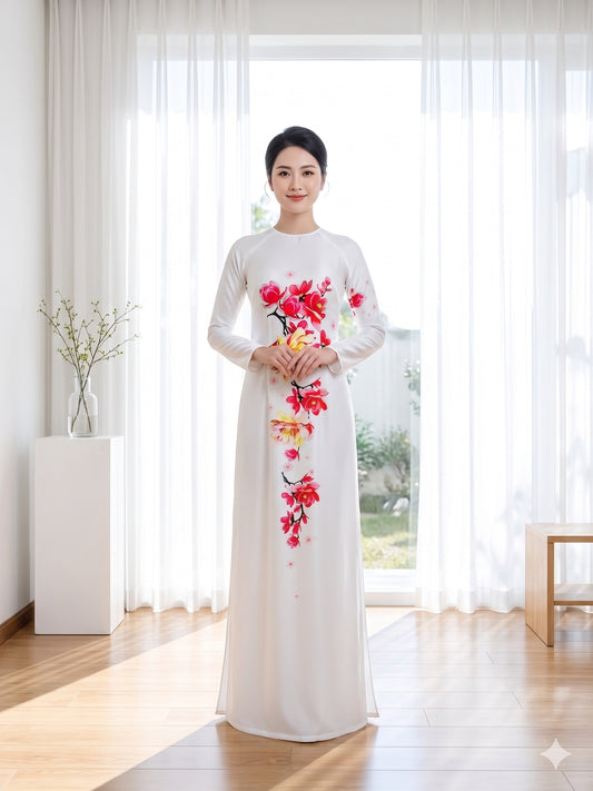 H678 Áo only no pants - Áo dài dáng truyền thống chiết li eo lụa ánh sao thiết kế